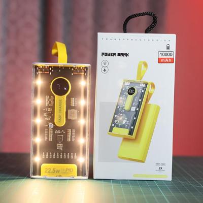 10000mah Transparent Power Bank Portable Fast Charging PD 20W External Battery Charger Powerbank