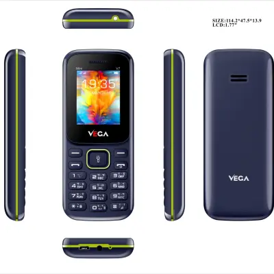 Vega V7 Mini Feature Button Mobile Phone 1000MAH Battery Strong Network Stylish Update Model
