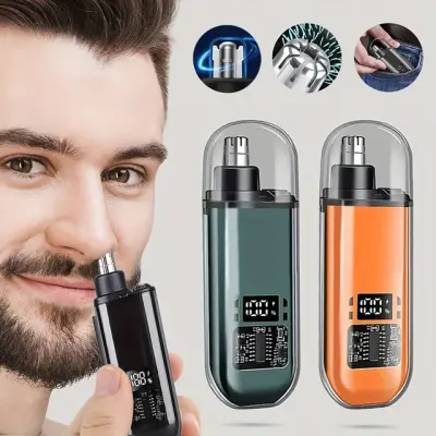 USB Rechargeable Electric Nose & Ear Hair Trimmer with LED Display